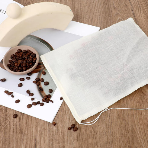 Spice Bags for Cooking, 12PCS Large Muslin Drawstring Soap Bags, Reusable Empty Tea Bags 8x10 Inch