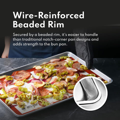 New Star Foodservice Commercial-Grade Aluminum Sheet Pan & Silicone Baking Mat Set, 9" L x 13" W