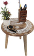 VANIYA CRAFTS Wooden Engraved Fold-able Side Table/End Table/Plant Stand/Stool for Living Room Bedroom Restaurant Kids