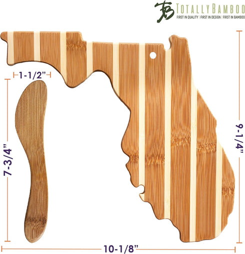 Totally Bamboo Florida Charcuterie Board with Spreader Knife Gift Set, 9-1/4" x 10-1/8"
