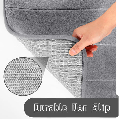 Yimobra Memory Foam Bathroom Rugs Set, 2 Piece Super Soft Absorbent Quick Dry Bath Mat, Non Slip Floor Carpet (Gray)