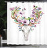 Ambesonne Skull Shower Curtain, Deer Animal Skull with Floral Horns, 69" W x 70" L, Brown Purple, Cloth Fabric Bathroom