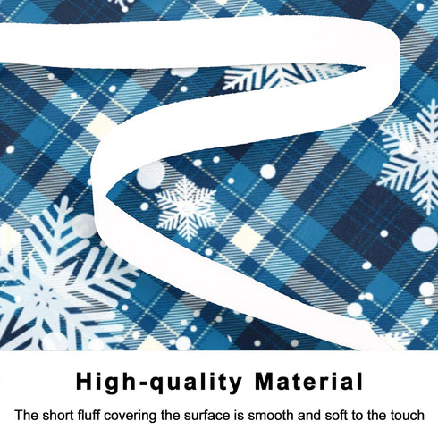 Christmas Tree Skirt, 48 inches Blue Buffalo Plaid with White Snowflake for Holiday Party Decorations