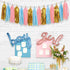 Baby Gender Reveal Decorations - Glitter Letters Banner with Hearts, Tissue Paper Tassels Garland Set