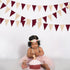 Burgundy Party Decorations - Maroon Champagne Gold Triangle Banner Flag Bunting for Birthday, Engagement, Wedding, Baby
