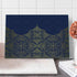 Lunarable Navy Blue and Yellow Cutting Board, Exotic Orient Style Ornament Ottoman