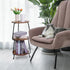 3 Small Round Side Table- Tier End Table with Storage Shelf, Slim Industrial Coffee Table for Small Spaces, Living