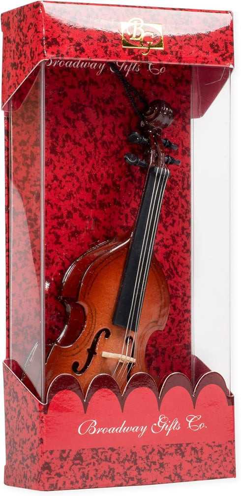 Broadway Gifts 5.1" Brown Wood Upright Bass Ornament Decoration