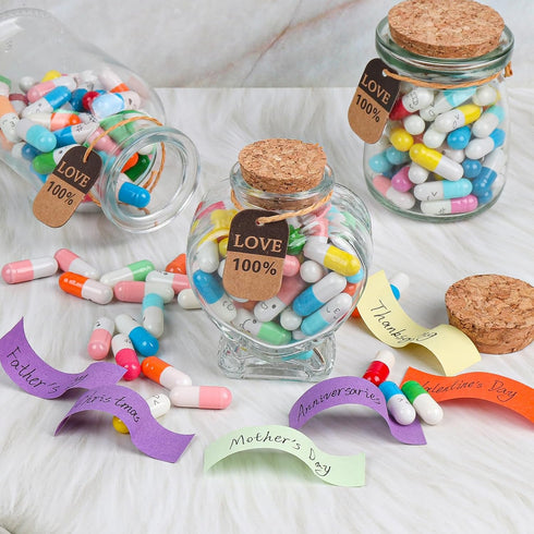 Capsule Letters Message in a Bottle, Long Distance Relationship Gifts for Boyfriend or Girlfriend, 50PCS Mixed Color