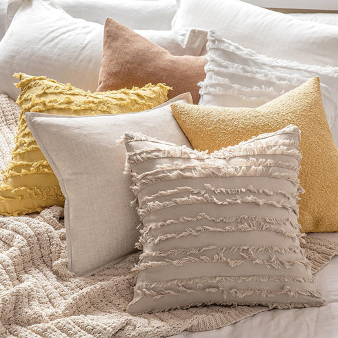 MIULEE Set of 2 Decorative Boho Throw Pillow Covers, Linen Striped Jacquard Pattern Cushion Covers, 16x16 Inch