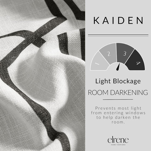 Elrene Home Fashions Kaiden Geometric Room-Darkening Window Curtain, Single Panel 52" W x 95" L, Black