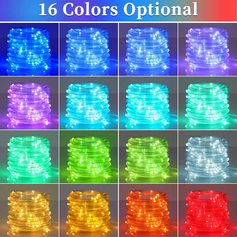 40FT 120 18 ANJAYLIA LED Color Changing Rope Lights, Colors Outdoor String Lights with Plug & Remote, Led Rope Lights
