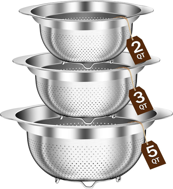 Stainless Steel Colander for Kitchen, Stainless Steel Strainer, Pasta Strainer for Spaghetti