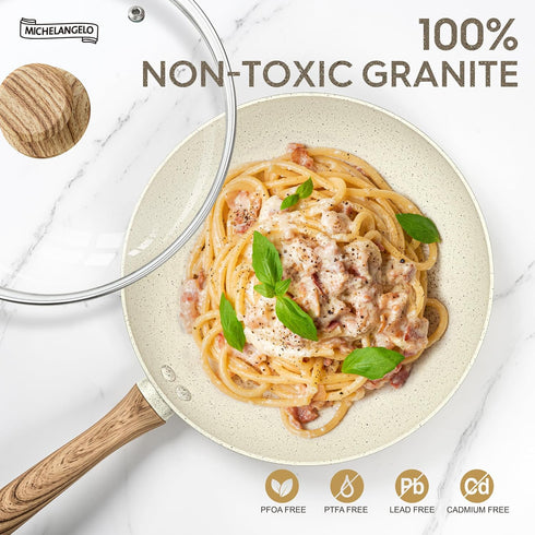 MICHELANGELO Frying Pan, 8 Inch with Nonstick Granite Coatings, Healthy & Non-Toxic Frying Pan