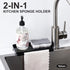 YOHOM 2-in-1 Suction Cup Sponge Holder for Kitchen, Undermount Sink Plastic Scrubber Tray Organizer (Black)