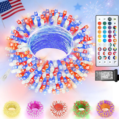 Color Changing Christmas Lights, 35 Colors 33FT 100LED Patriotic String Lights With