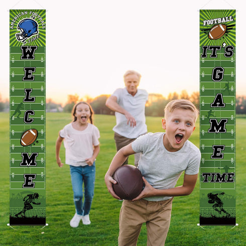 Football Party Banner Decorations 71" x 12" Welcome Sign for American Football Theme Birthday Shower