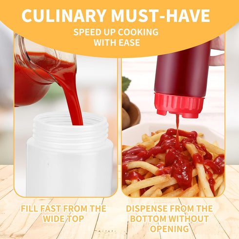 GouZaak 3pcs 24oz Inverted Condiment Squeeze Bottles, Leak-proof Refillable Sauce Container for All Types Liquid