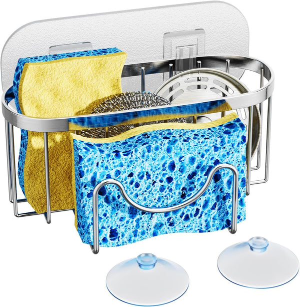 HapiRm Multifunctional Adhesive Kitchen Sink Organizer with M-Shaped, 2 Installation Methods Kitchen