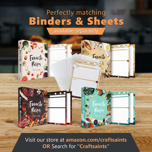Full Size 8.5x11'' Pack of 50 Recipe Sheet Protectors for Binders, Top-Loading Clear Plastic Sleeves, Convenient Refill.
