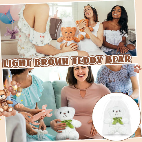 Seenelling 8 Sets Bear Blindfolded Diaper Changing Coed Baby Shower Games Kit Baby Dolls Bears Diapers for Bridal