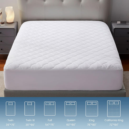 SLEEP ZONE Waterproof Mattress Protector Pad Twin XL Machine Washable, Breathable Mattress Topper with Deep Pockets