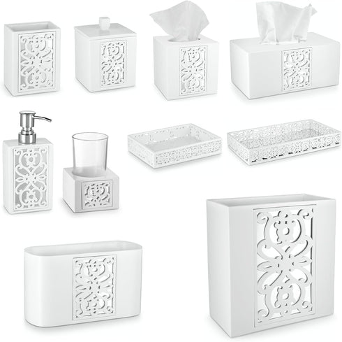 Creative Scents Janette White Hand Soap Dispenser - Mirrored Bathroom Lotion Dispenser for Countertop with Durable