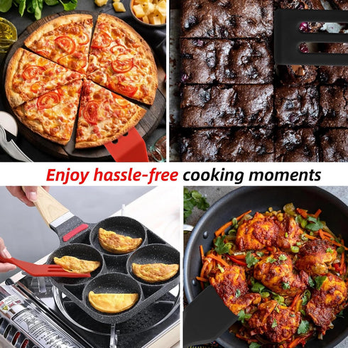 Mini Silicone Brownie Serving Spatula Set, Flexible Non-Stick Cooking Spatula for Flipping Eggs and Crepes (Black)