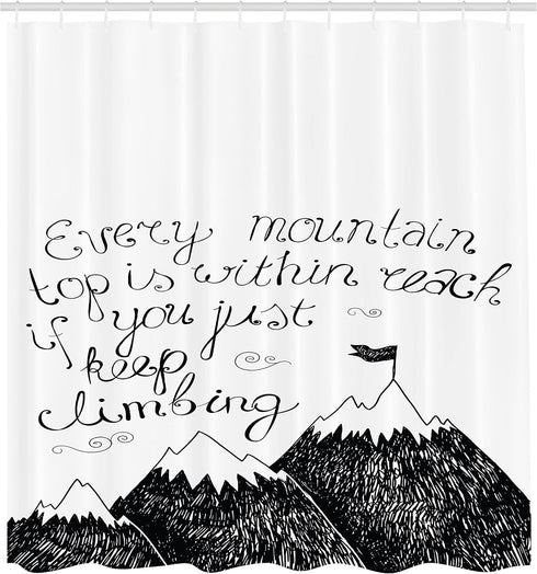 Ambesonne Wording Shower Curtain, Sketchy Mountains Hand Writing Style Letters, Cloth Fabric Bathroom Decor Set with