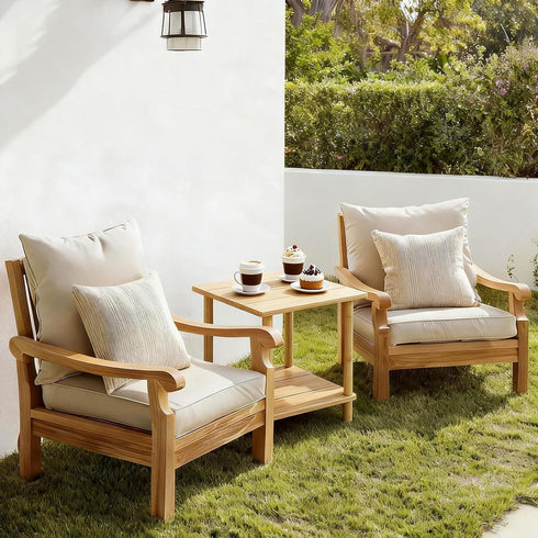 Aniston 2-Tier Outdoor Side Table, Adirondack Side Table, Bamboo Side Tables for Outside or Indoor, Small Weather