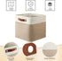 Uiifan 8 Pack Fabric Storage Baskets with Handles, Linen Decorative Storage Containers for Shelves, Beige