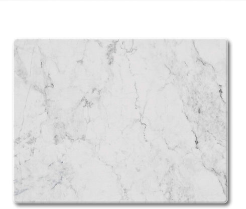 CounterArt White Marble Design Tempered Glass Cutting Board, 10"x8", Heat Tolerant and Dishwasher Safe