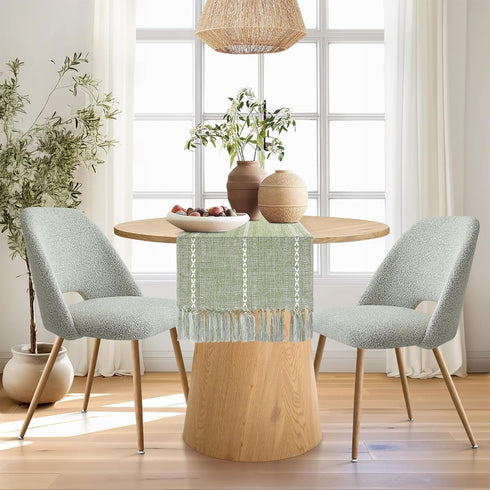 15.7 36 inch, Summer Boho Table Runner Short x Spring Sage Green Coffee Table Cover, Green Linen Small Table Cloth