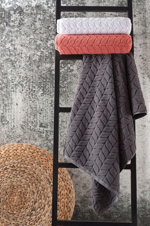 Set Set 3) BAGNO MILANO Turkish Cotton Bath Towels, Hand Towels - Soft Plush Jacquard Collection Luxury Towels