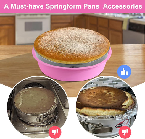 Cheesecake Pan Protector for 9, 9.5, 10 Inch Round Springform Pan, Silicone Water Bath Pan for Baking Accessories