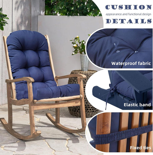 44"*20"*4" Outdoor Adirondack Chair Cushions Dark Green High Back Rocking Chair Cushion Indoor Soft Thickened Patio