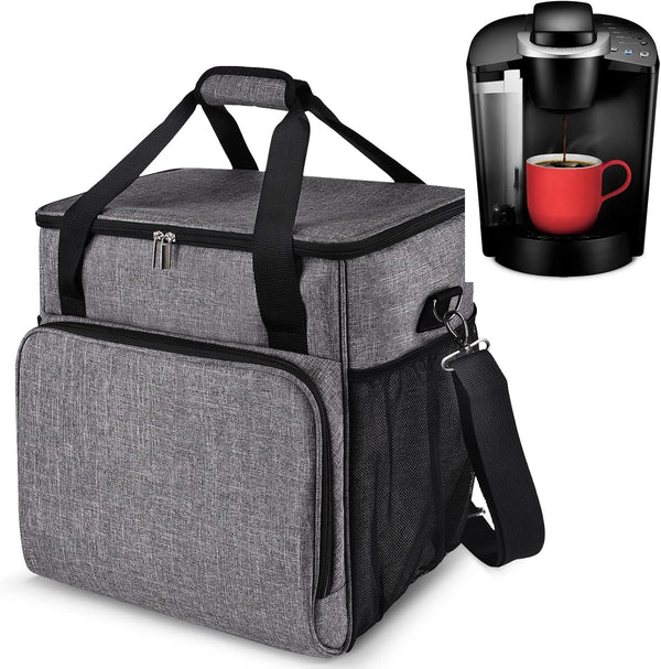BAGLHER Coffee Maker Storage Bag, Waterproof Travel Organizer Case for Kering Machines, Grey