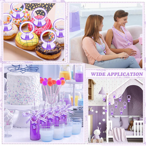 36 Tigeen Pcs Shower Party Pacifiers Necklace Acrylic Pacifiers Favors Plastic Charm for Shower Party Decorations Table