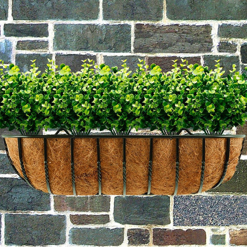 Artificial Plants Flowers Faux Boxwood Shrubs 6 Pack, Lifelike Fake Greenery Foliage for Garden, Patio, Wedding, Indoor