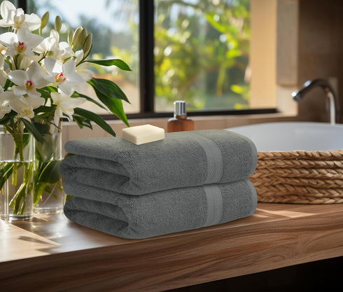 8 Set, 2 2 4 600 100% Avalon Towels Luxury Piece Grey Towels Bath Towels, Hand Towels and Washcloths, GSM Ring Spun