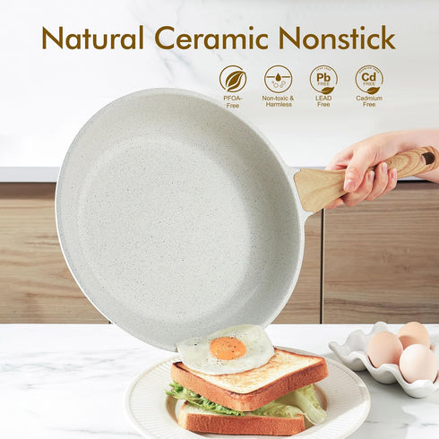 11 Inch SENSARTE Nonstick Ceramic Frying Pan Skillet, Omelet Pan, Healthy Non Toxic Induction Compatible Egg Pan