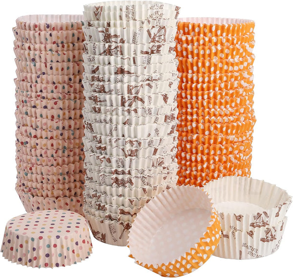 YOUEON 600 Pcs Jumbo Cupcake Liners, 3.5 In Greaseproof, 6 Oz Large Non-Stick Paper Baking Cups, 3 Pattern