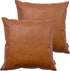Faux Leather Throw Pillow Covers, Set of 2, 16x16 inch, Thick Cognac Brown Decorative Cushion Cases