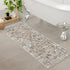 Uphome Bathroom Rugs Runner, Distressed Farmhouse Boho Khaki Bath Mat, Non Slip Washable Vintage Velvet Runner