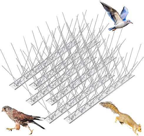 WELLUCK Bird Spikes for Small Birds - 15 Feet Anti Bird Fence Spike for Nest Prevention, Stainless Steel
