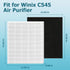 Improvedhand C545 Replacement Filter S for Winix C545 Air Purifier, 2 Pack H13 True Filter and 8 Activated Carbon