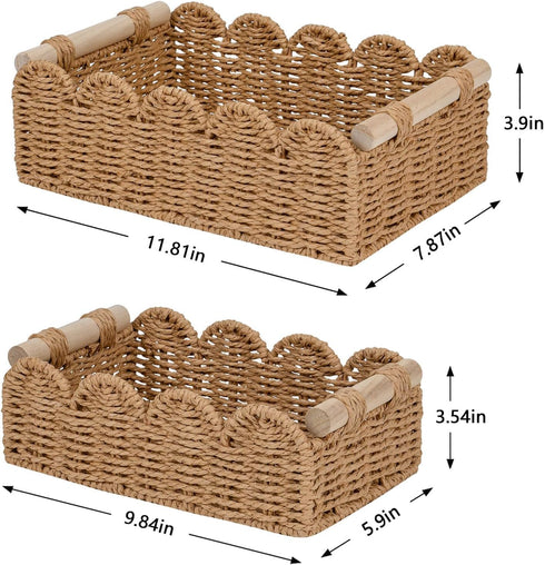 Countertop CubesLand Toilet Paper Storage Organizer Basket, Scalloped Decorative Baskets for Over Toilet Shelves