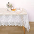 QueenDream White Lace Tablecloth, 60 x 120 Inches, Rectangular Vintage Embroidered Lace Fabric Overlay