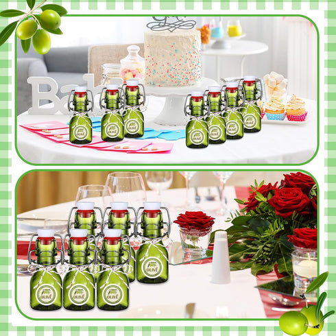 20 Pack Favors(2 oz,Olive Queekay Mini Swing Top Glass Bottles for Vanilla Extract Homemade Olive Oil Bottles with Lids