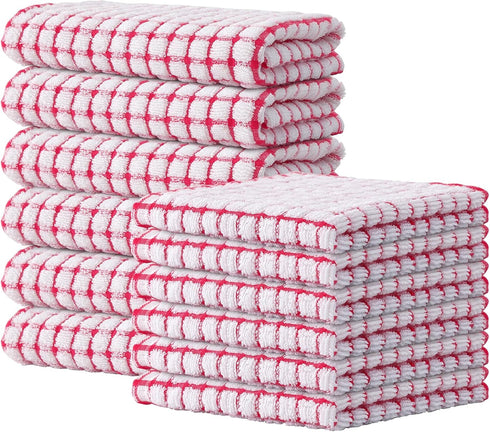 Kitinjoy Cotton 12 Pack Kitchen Towels and Dishcloths Sets, 16 x 25